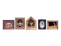 A Collection of Thirteen Continental Reverse-Painted Glass Plaques and Miniature Paintings