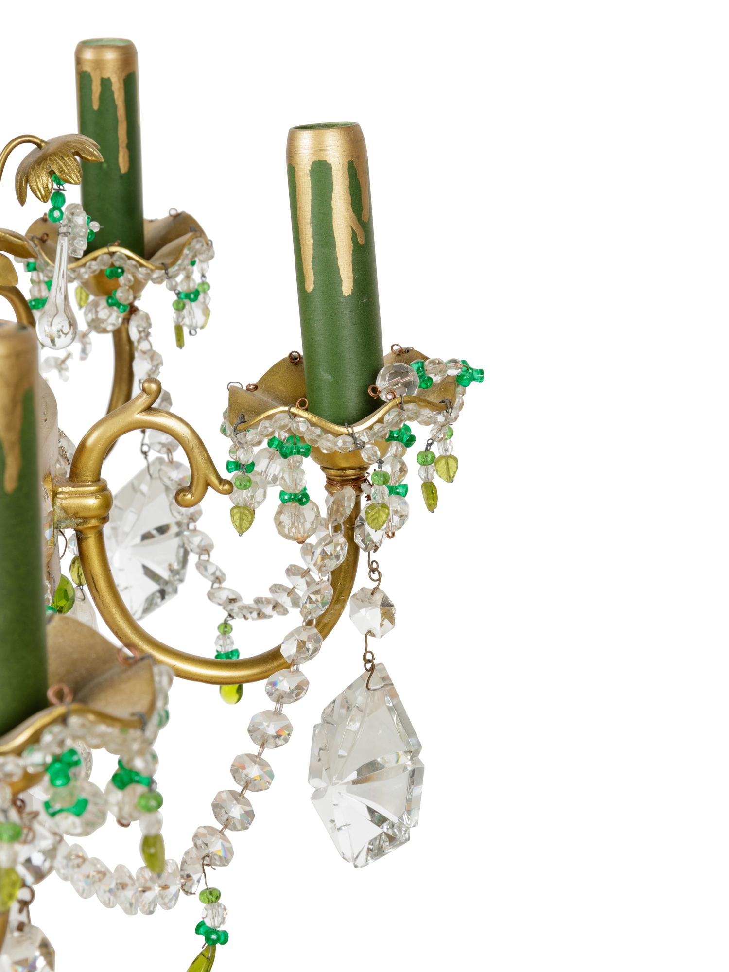 A Continental Brass and Cut Glass Eight-Light Chandelier