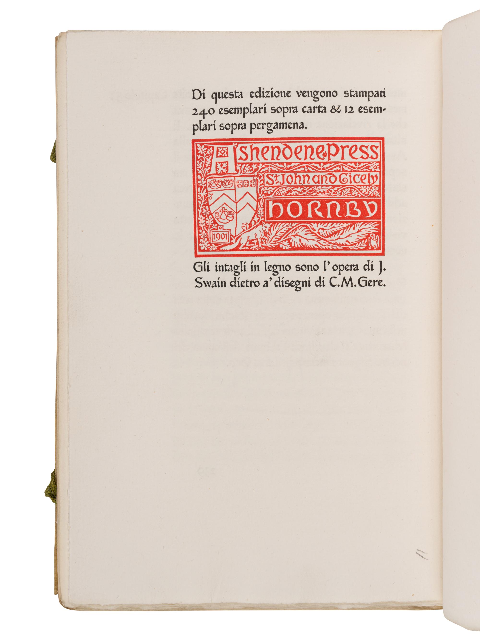 [FINE PRESS -- ASHENDENE PRESS]. FRANCIS, Saint. I Fioretti del Glorioso Poverello di Cristo di Cristo S. Francesco di Assisi. London: Ashendene Press, 1922.