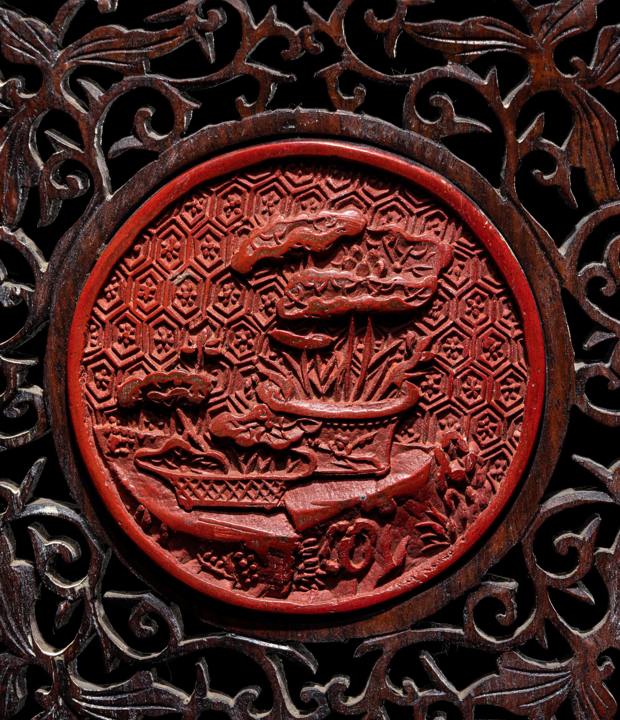 Two Chinese Cinnabar Lacquer Articles