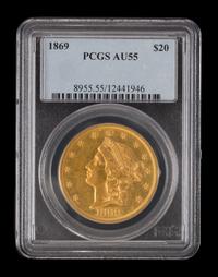 A United States 1869 Liberty Head $20 Gold Coin