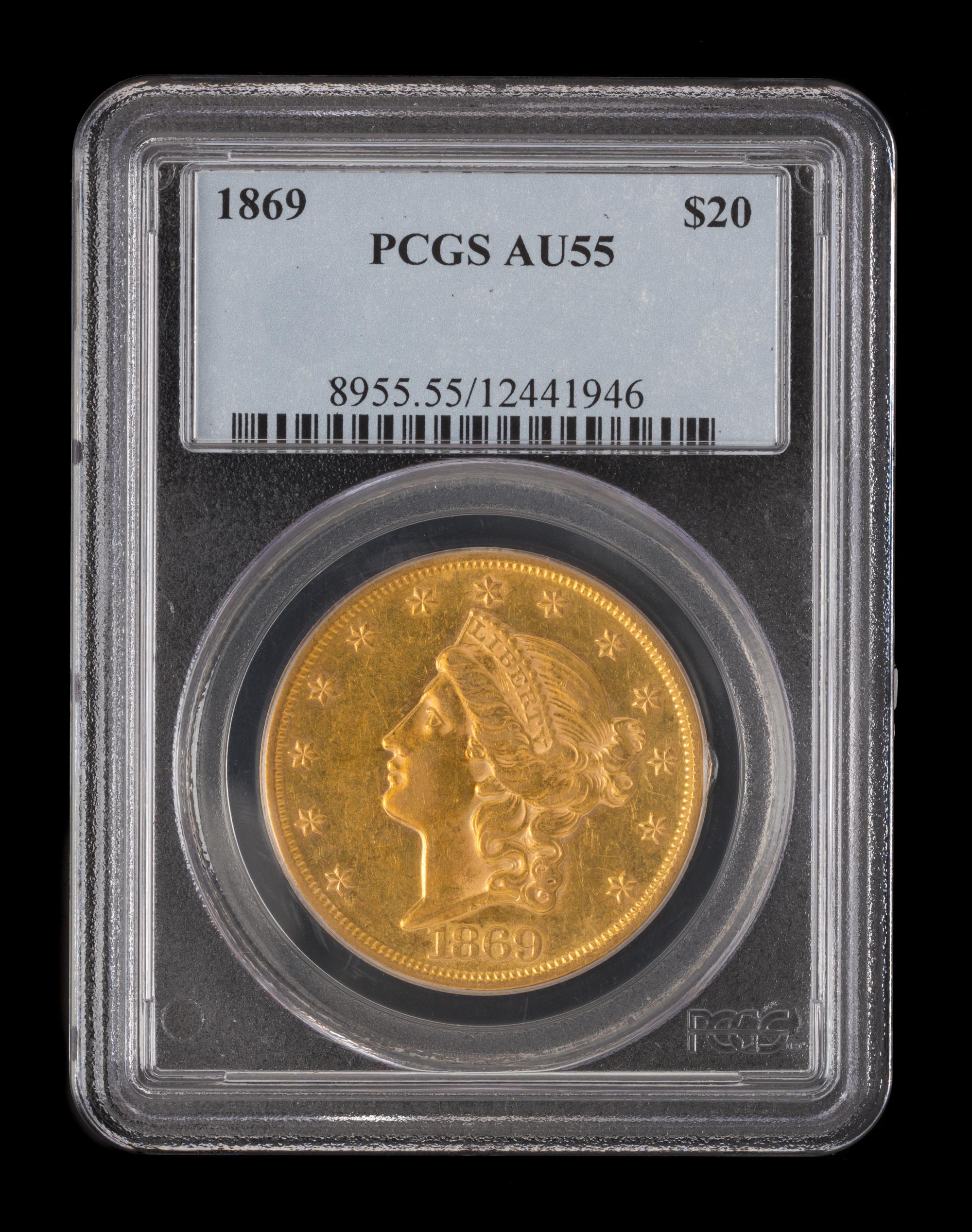 A United States 1869 Liberty Head $20 Gold Coin