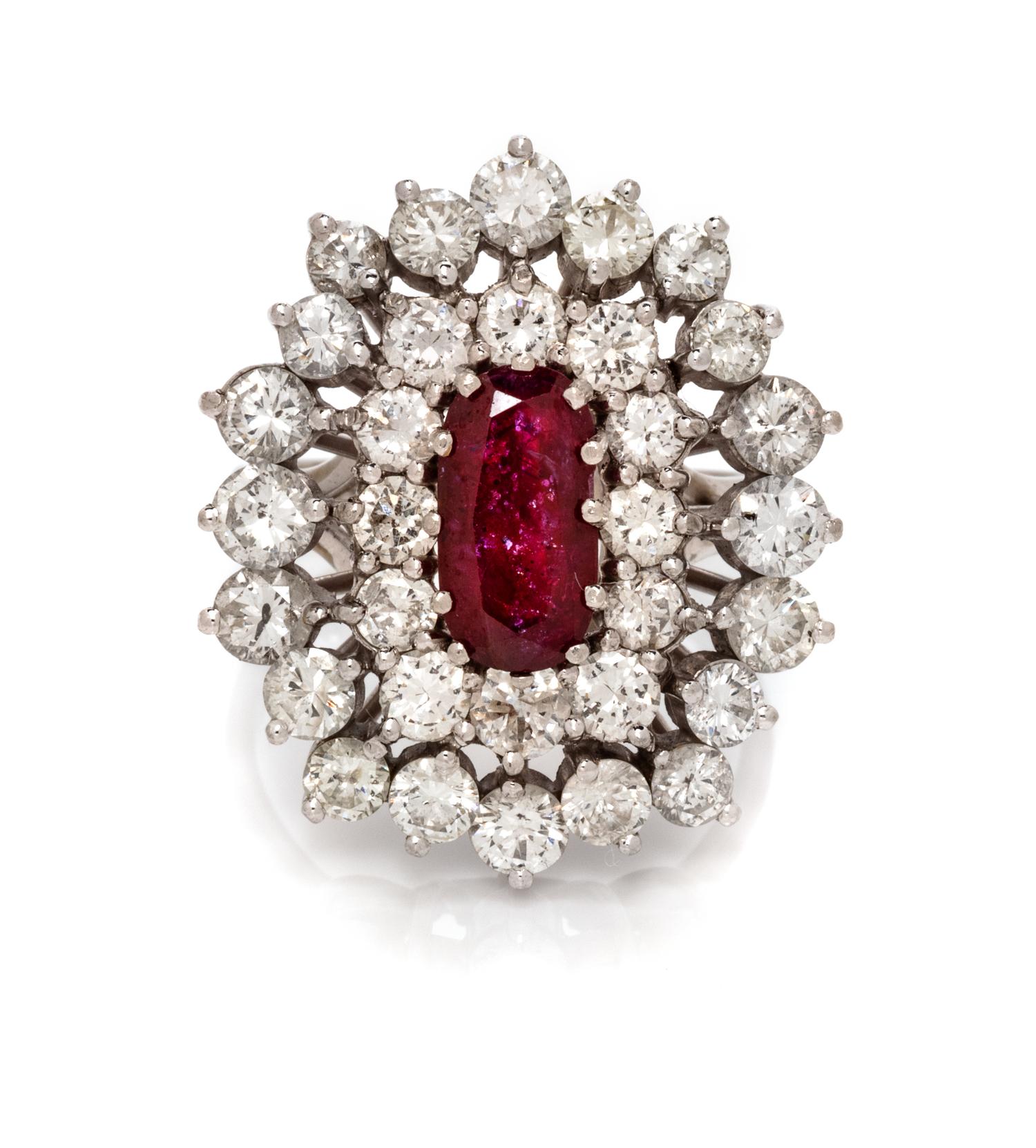 A Platinum, Ruby and Diamond Ring, 9.85 dwts.