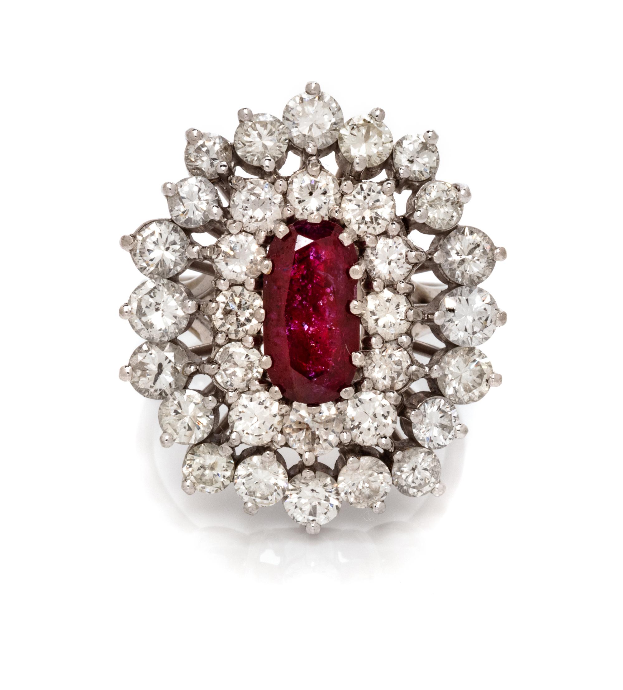 A Platinum, Ruby and Diamond Ring, 9.85 dwts.