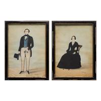 American School, 19th Century — Pair of Portraits: Lady and Gentleman , 1830