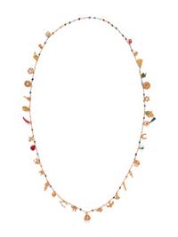 YELLOW GOLD, MULTIGEM AND ENAMEL CHARM NECKLACE