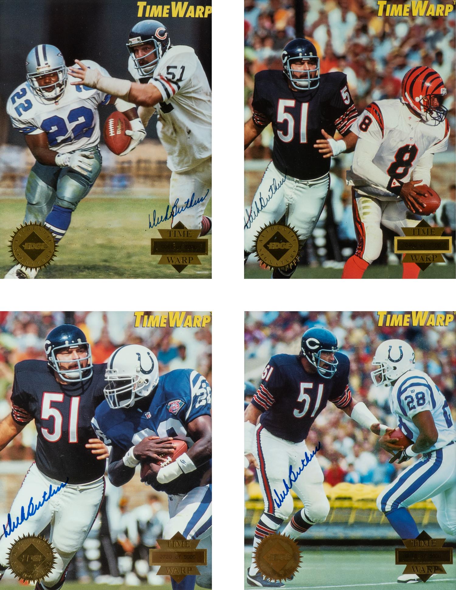A Dick Butkus Signed Collectors Edge Football Card Display With Multiple Autographs
