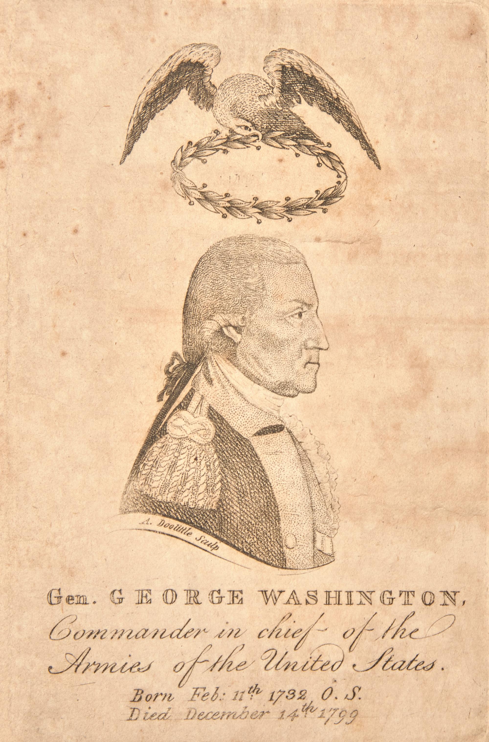 [Washington, George] Trumbull, Benjamin. The Majesty and Mortality of created Gods Illustrated and Improved. A Funeral Discourse, Delivered at North-Haven, December 29, 1799. On the Death of General George Washington; Who Died December 14, 1799