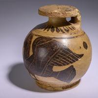 A Corinthian Black-Figured Aryballos with Siren