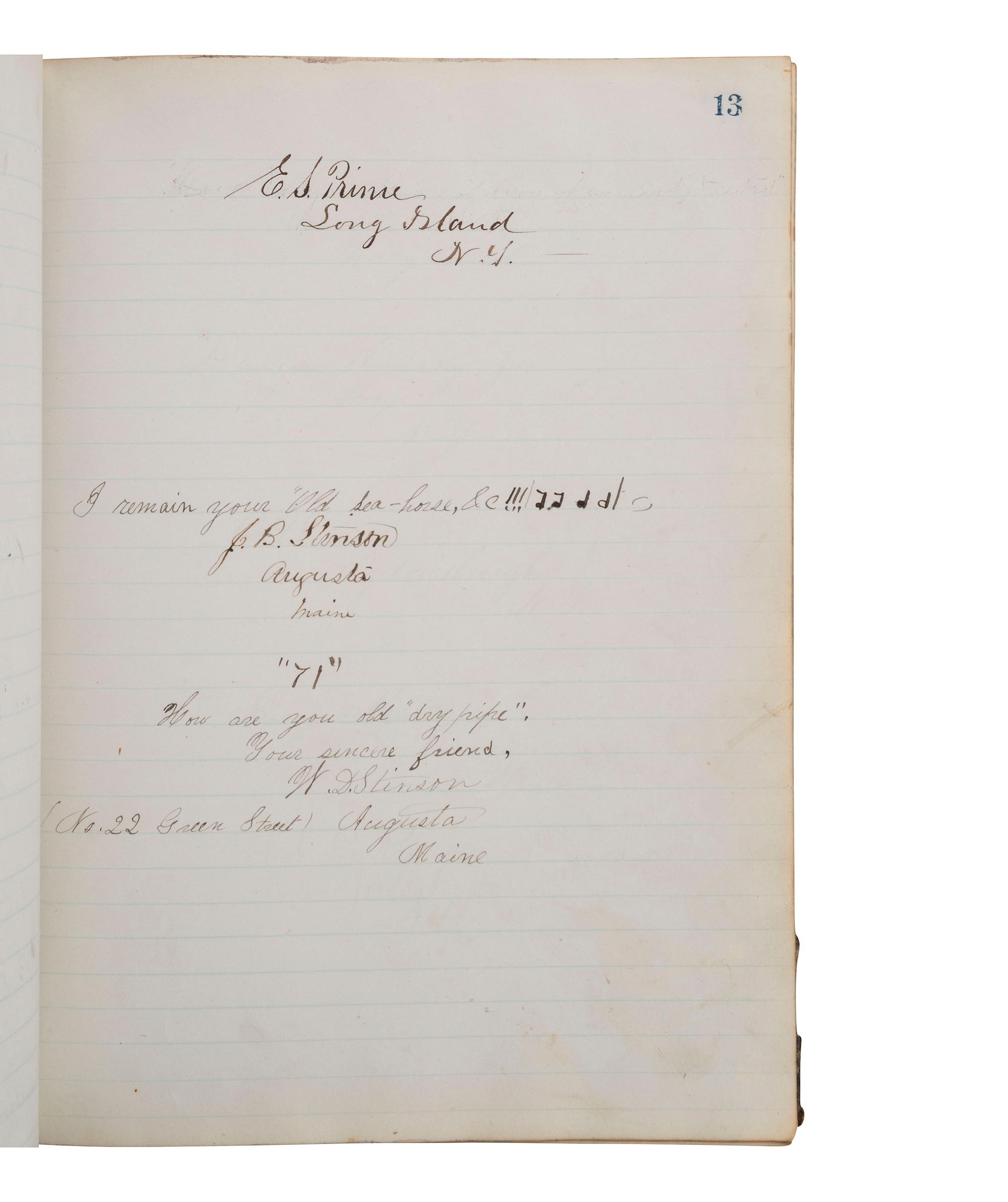 [CIVIL WAR]. Manuscript commonplace book identified to Cadet Herbert Clarence Stinson, US Naval Academy, 1864-1868.