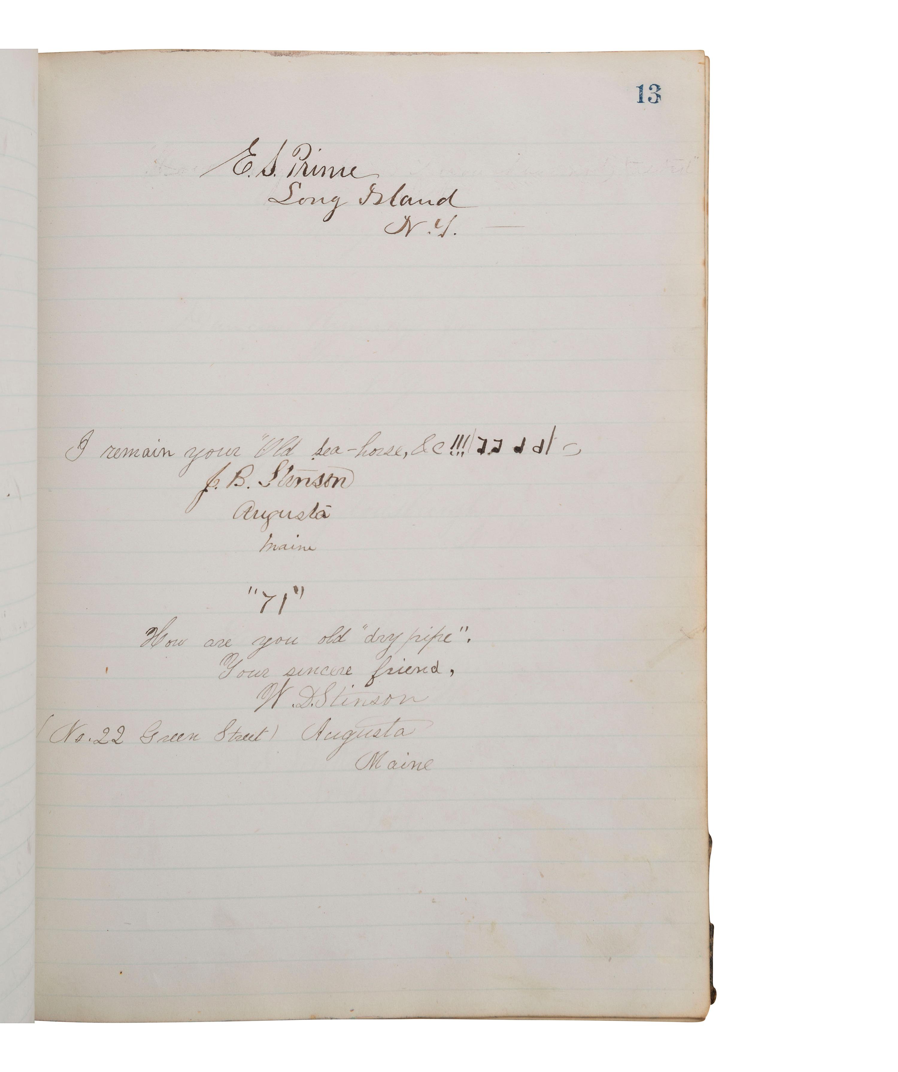 [CIVIL WAR]. Manuscript commonplace book identified to Cadet Herbert Clarence Stinson, US Naval Academy, 1864-1868.