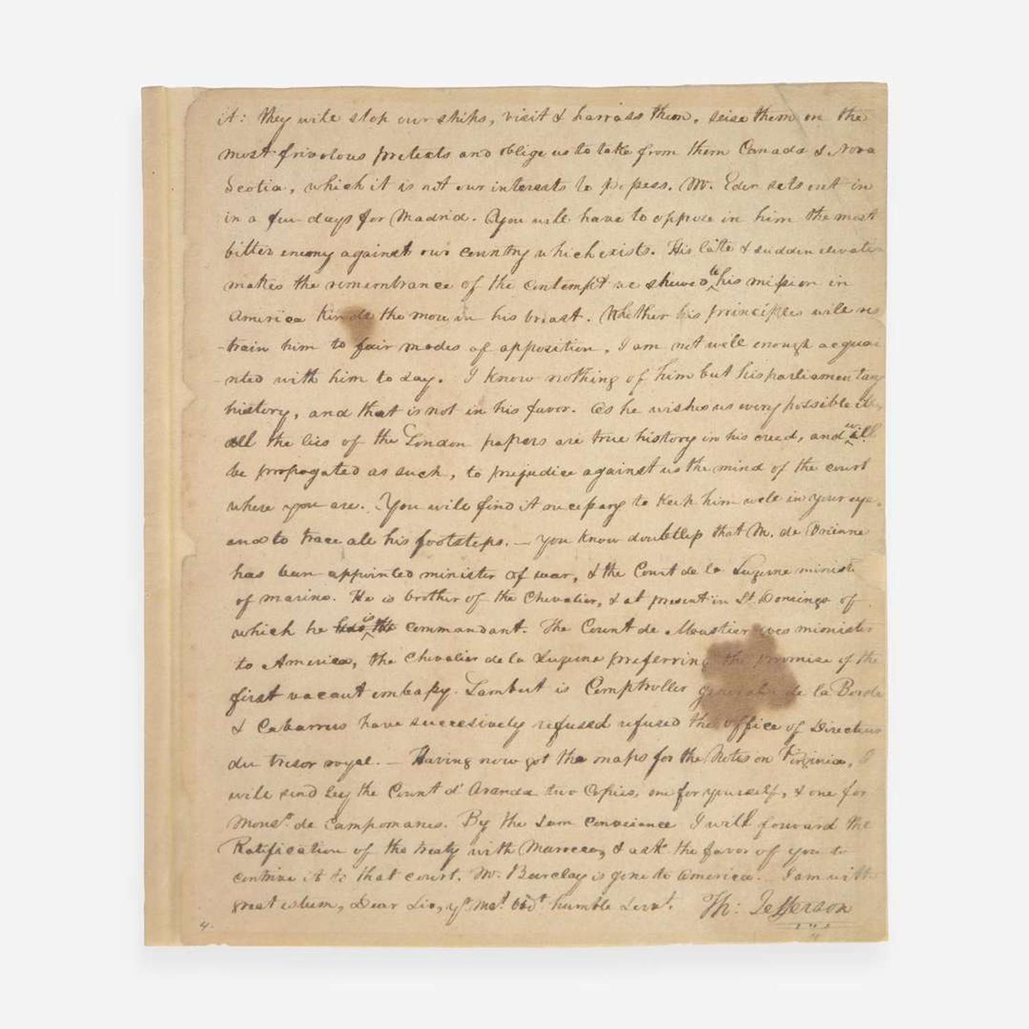 [Presidential] [Jefferson, Thomas] (Washington, Henry A.) Manuscript Copy of an Autograph Letter