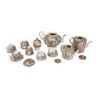 A Collection of Chinese Export Rose Medallion Porcelain Table Articles