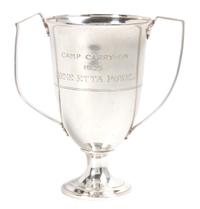 An American Silver Two-Handled Trophy Cup, Tiffany & Co., New York, NY, engraved Camp Carry-on 1923 Irene Etta Powell.