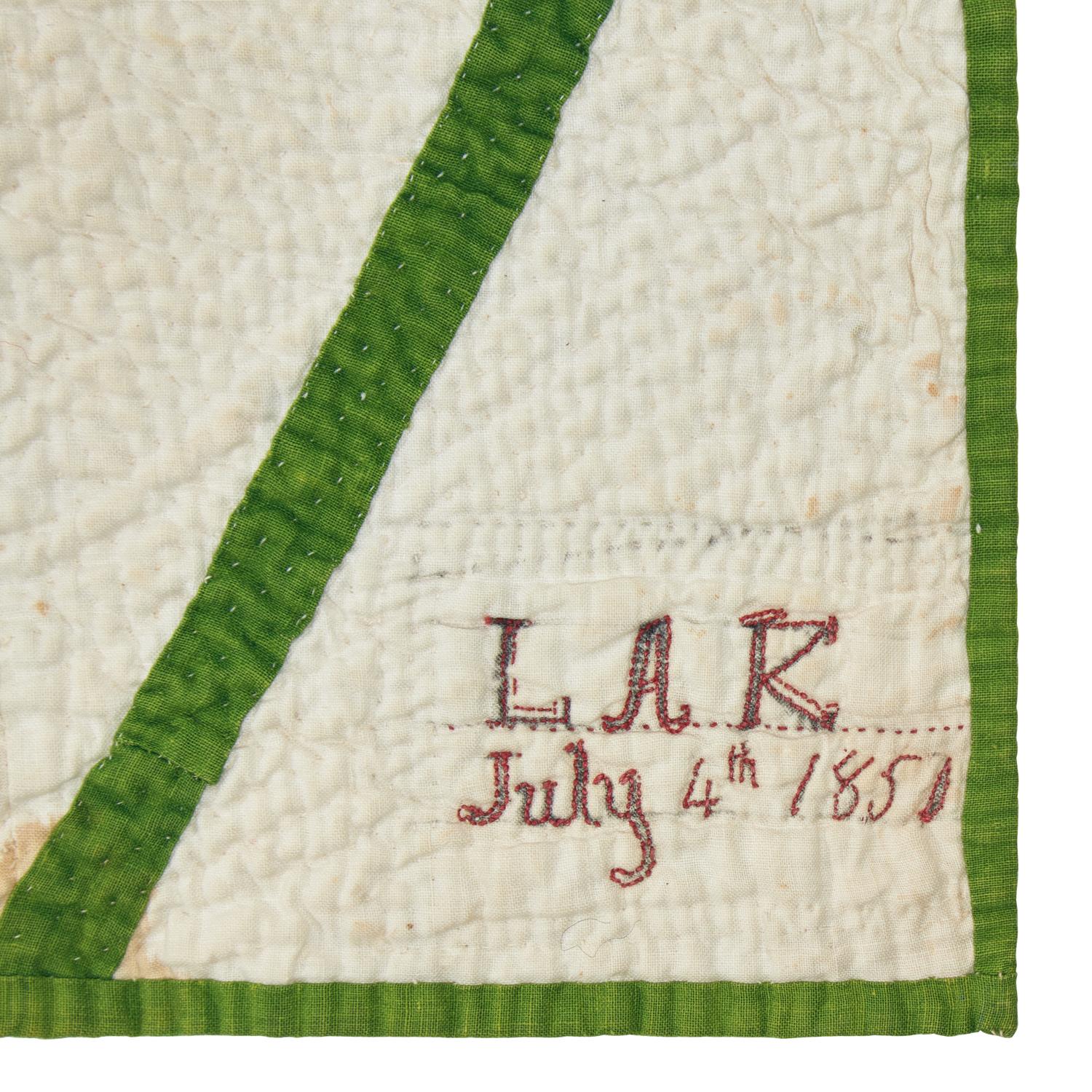 A "Cockscomb and Current" Pattern Pieced and Applique Cotton Quilt