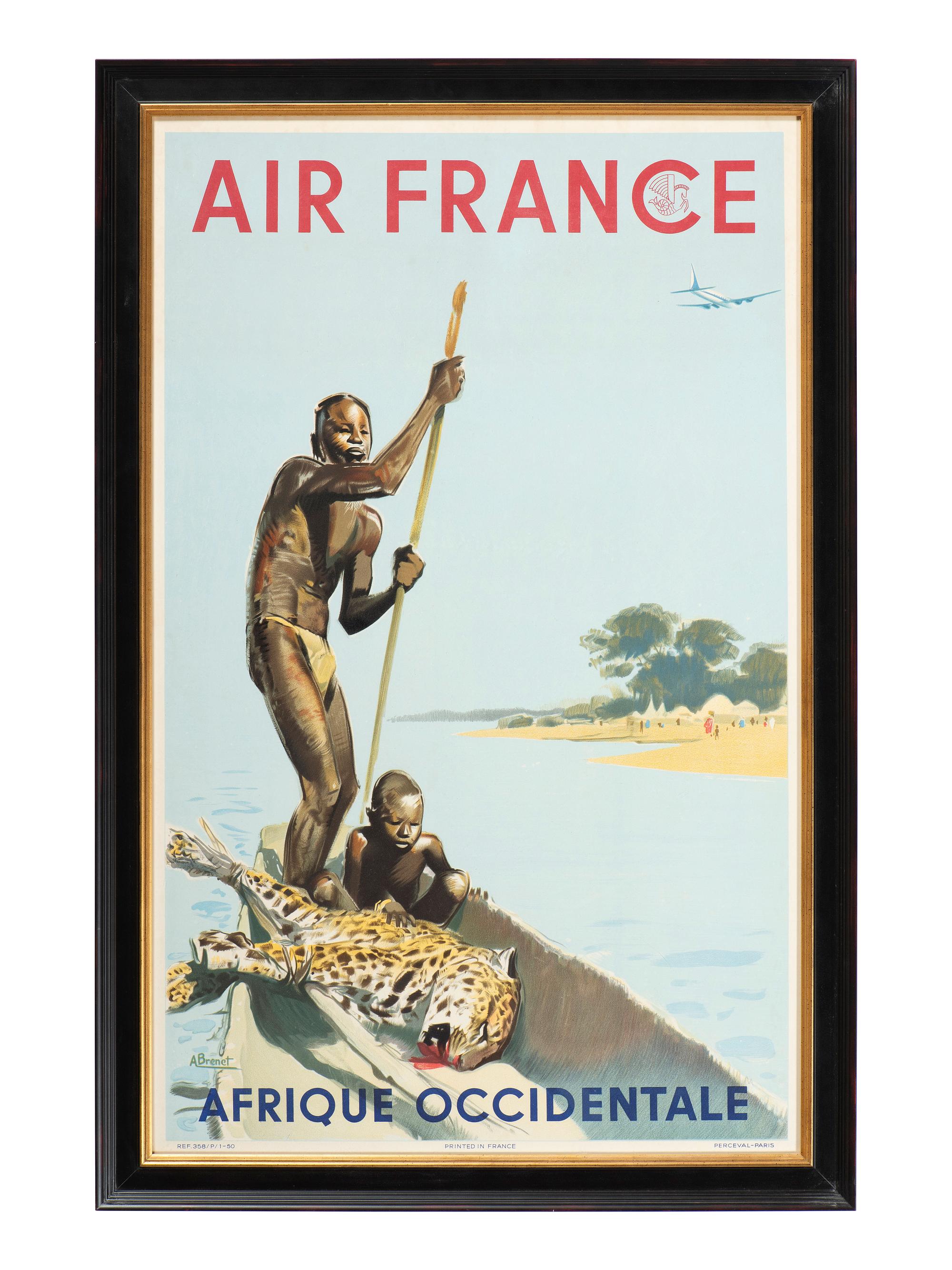 [TRAVEL]. BRENET, Albert, artist. Air France / Afrique Occidentale . Paris: Perceval, 1950.