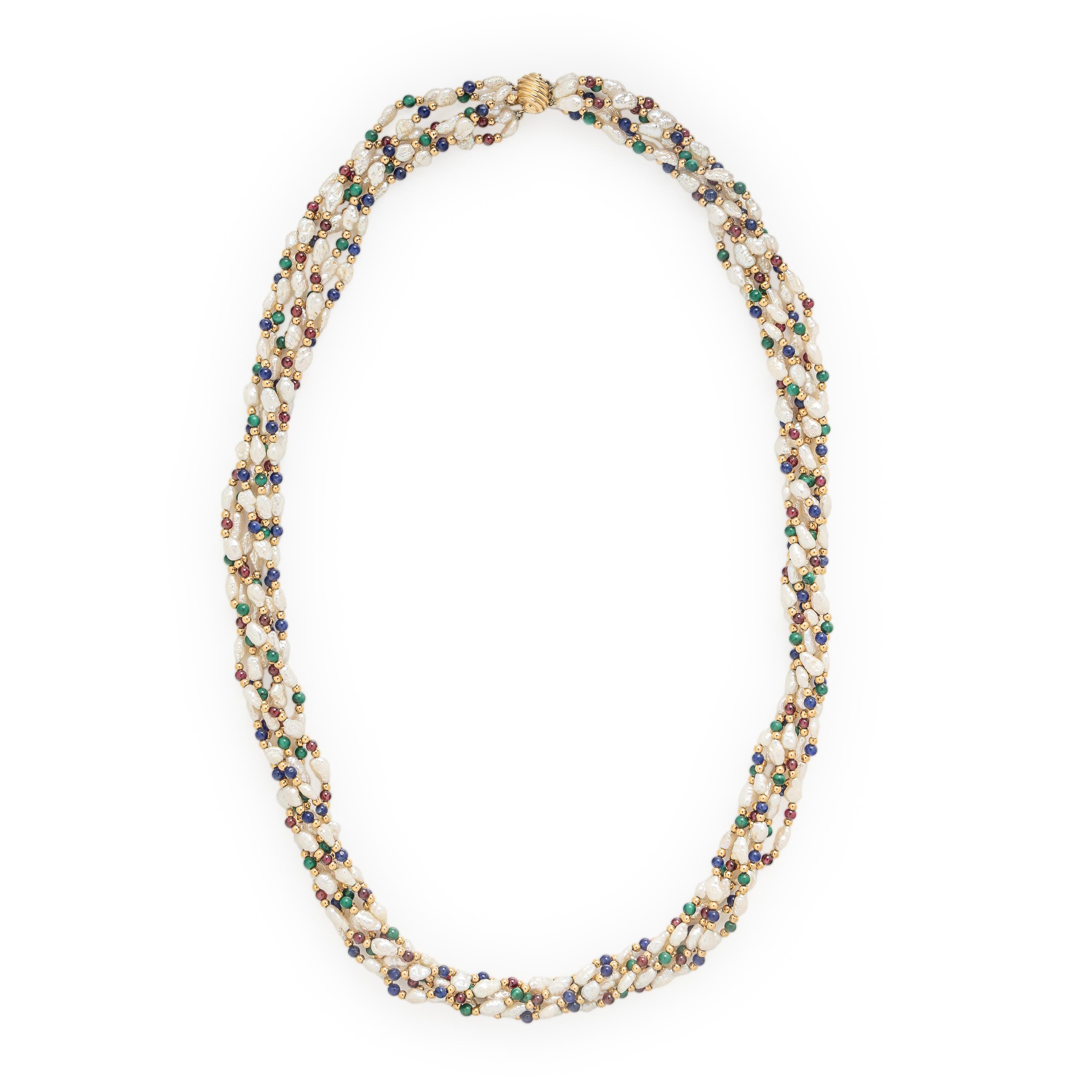 Cultured Baroque Pearl and Multigem Beaded Necklace