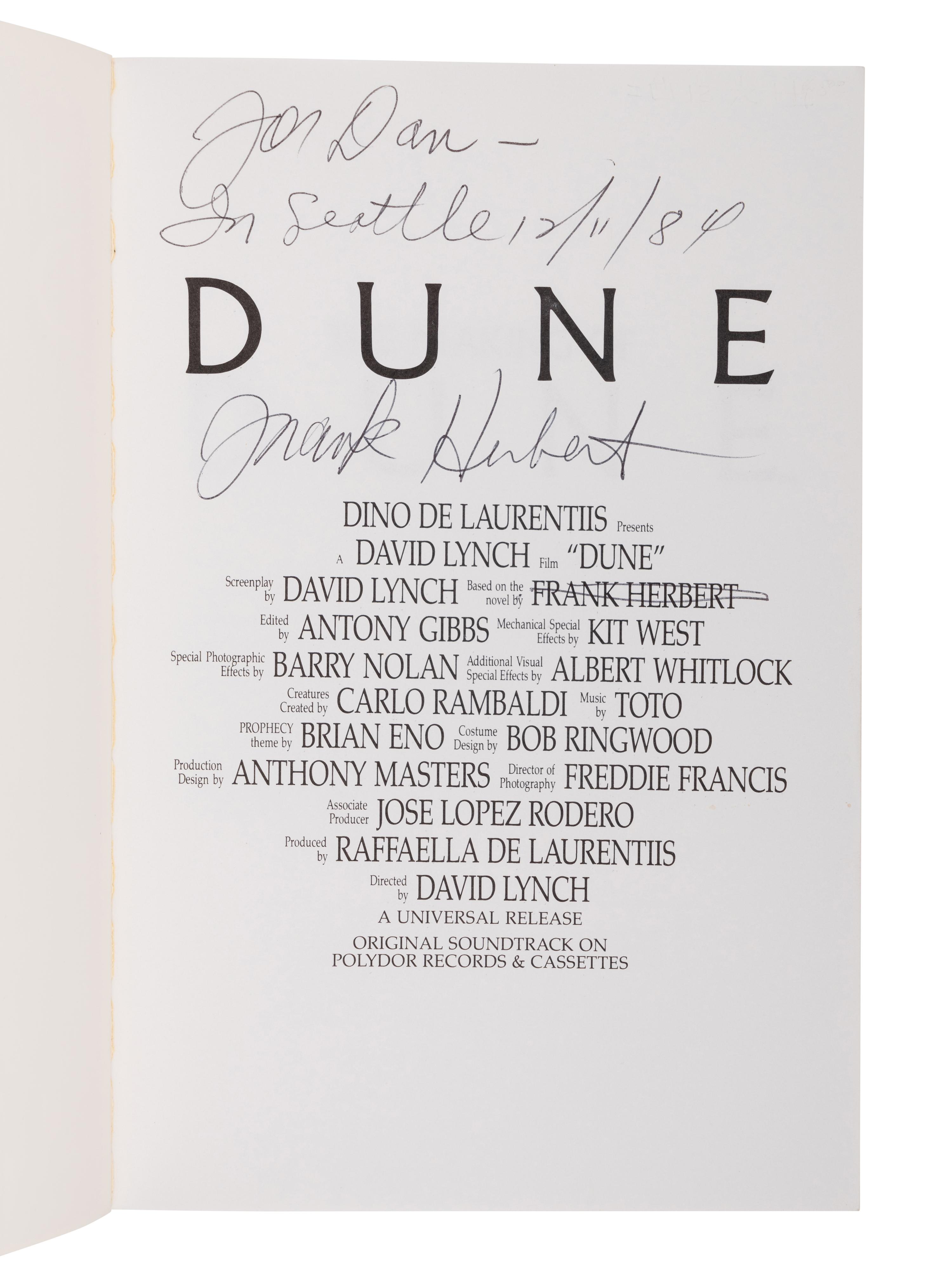 HERBERT, Frank (1920-1986). The Making of Dune . New York: Berkley Books, 1984.