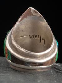 Silver and Cobblestone Inlay Shield Ring