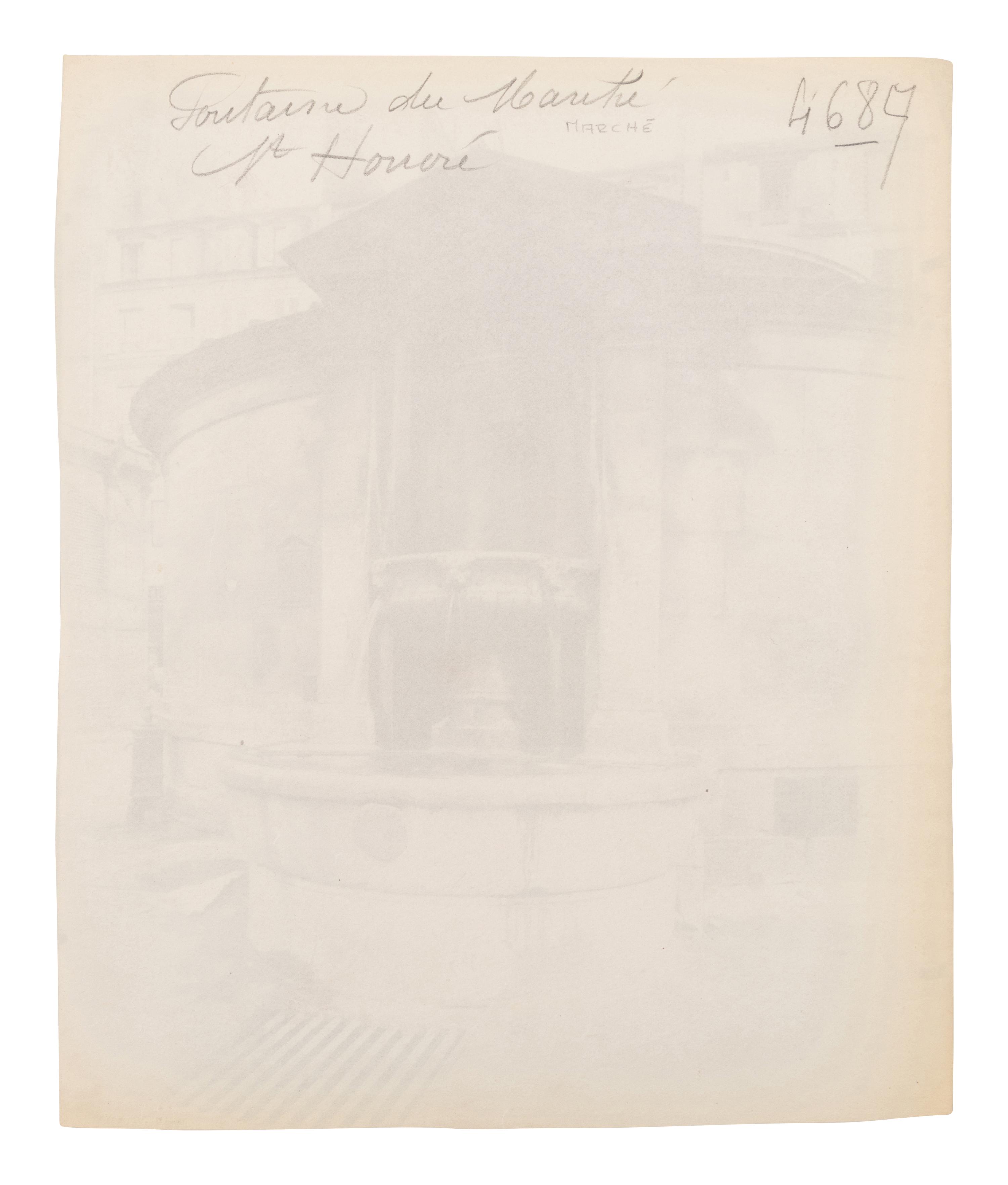 A pair of photographs depicting fountains ( Fontaine Minerve, Institut , 1899; Fontaine du Marché Saint-Honoré , 1903)