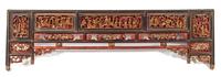 A Chinese Red and Gilt Lacquered Wood Panel Length 79 1/2 inches. — 19TH CENTURY