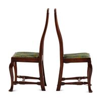 A Pair of William and Mary Style Carved and Stained Maple Side Chairs