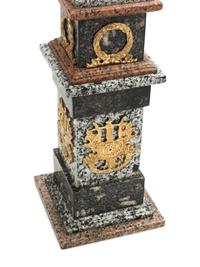 A Pair of Large Gilt Bronze Mounted Vari-Color Granite Obelisks
