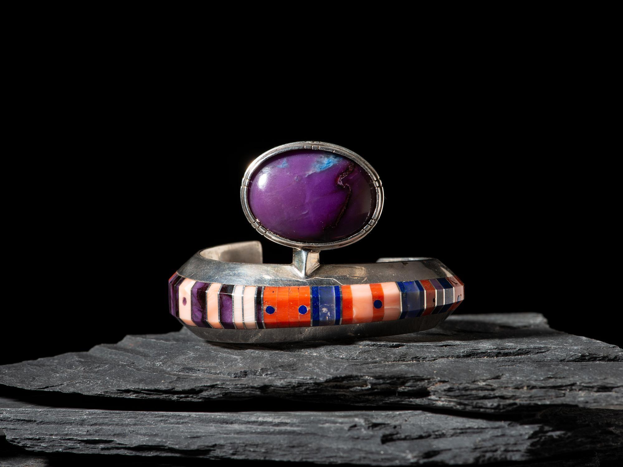 Sterling Silver and Mosaic Inlay Cuff Bracelet