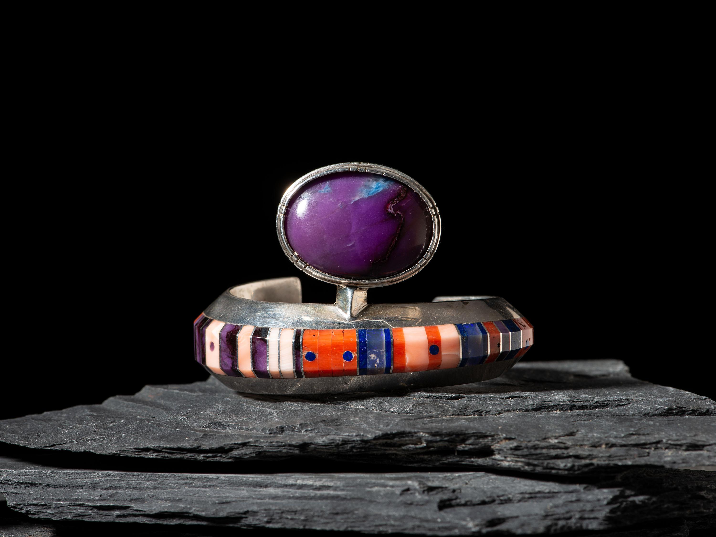 Sterling Silver and Mosaic Inlay Cuff Bracelet