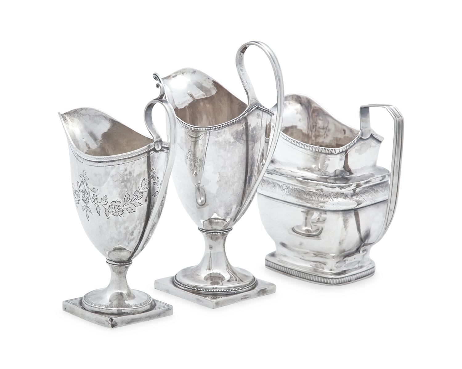 A Group of Three Federal Silver Creamers