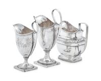 A Group of Three Federal Silver Creamers