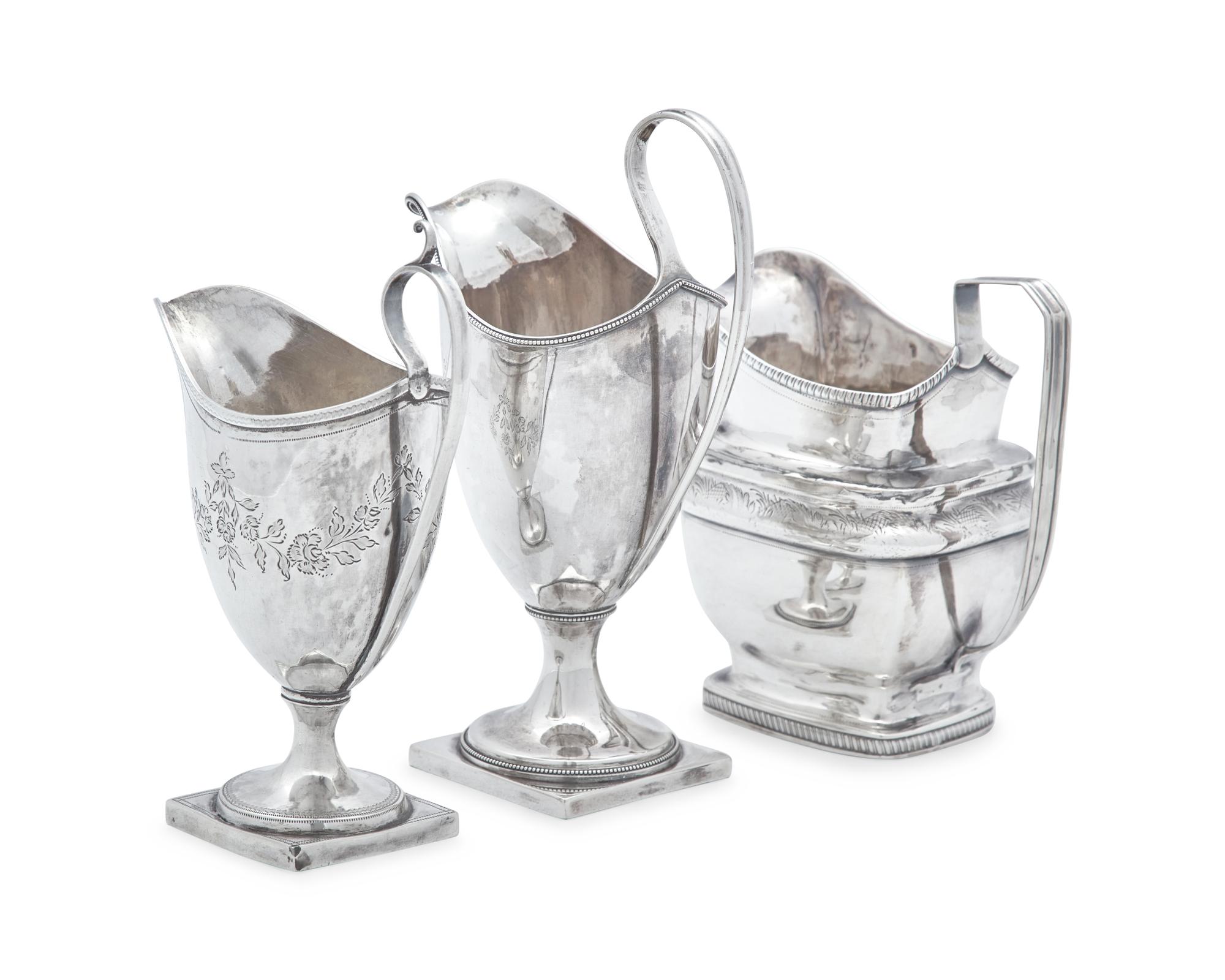 A Group of Three Federal Silver Creamers