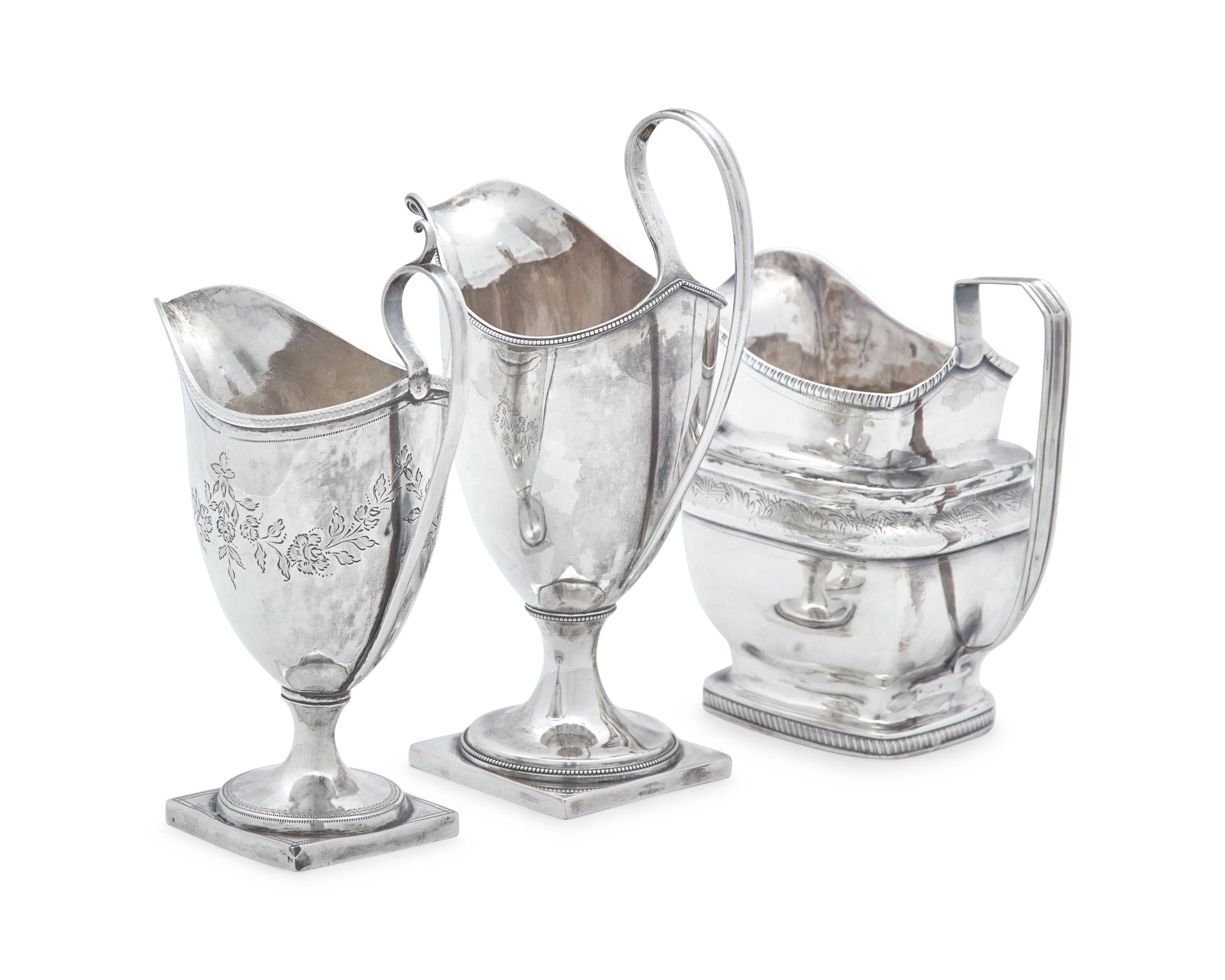 A Group of Three Federal Silver Creamers