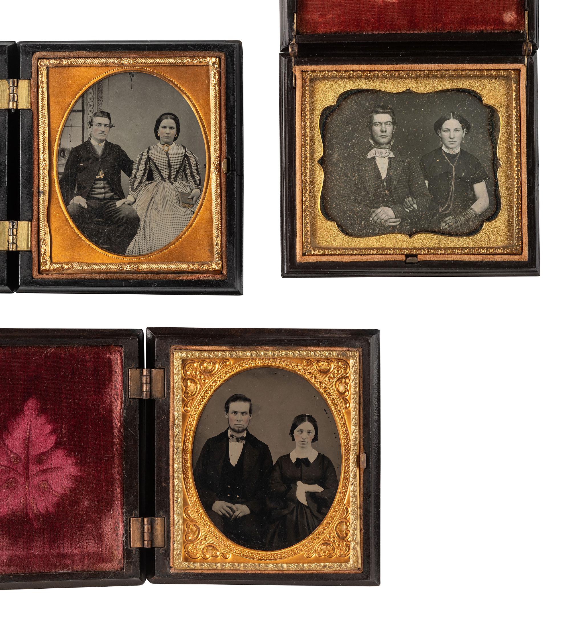 [EARLY PHOTOGRAPHY]. 5 Union cases containing images of couples.
