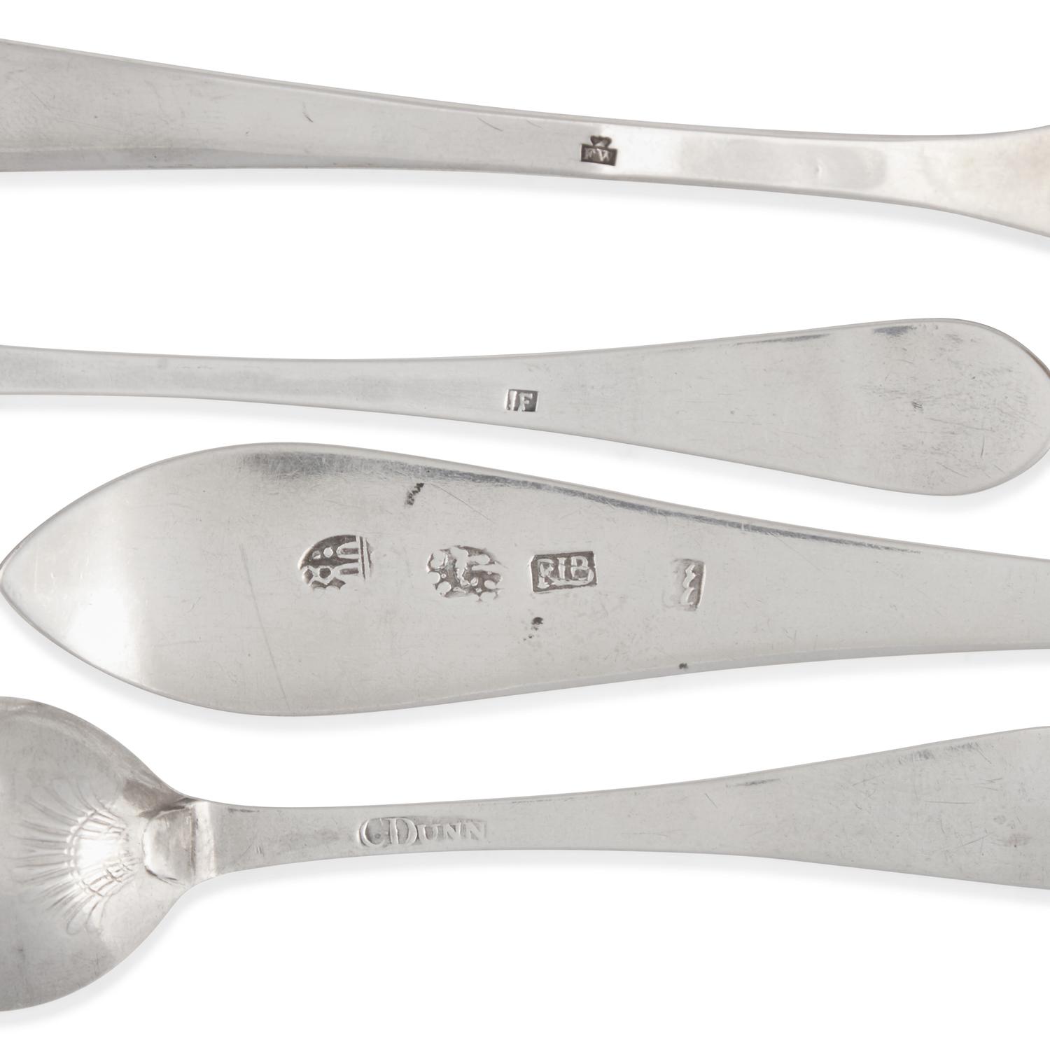 An Assorted Group of Five Silver Spoons and Sauce Ladles