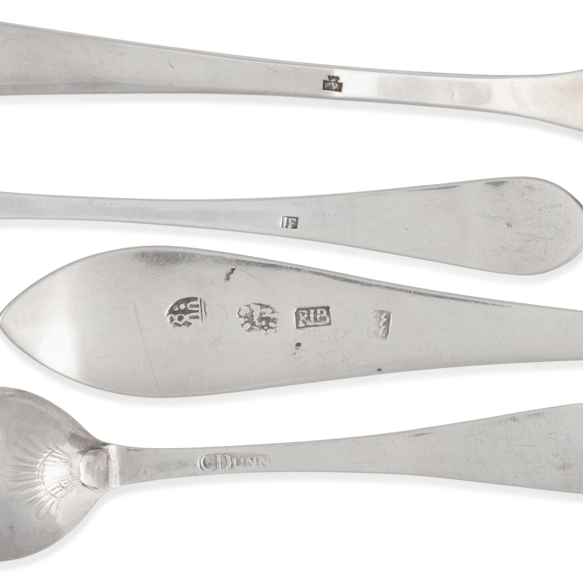 An Assorted Group of Five Silver Spoons and Sauce Ladles