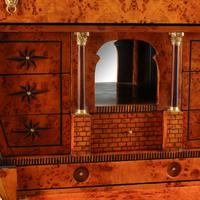 A Biedermeier Style Burlwood and Parcel Gilt Bureau Cabinet