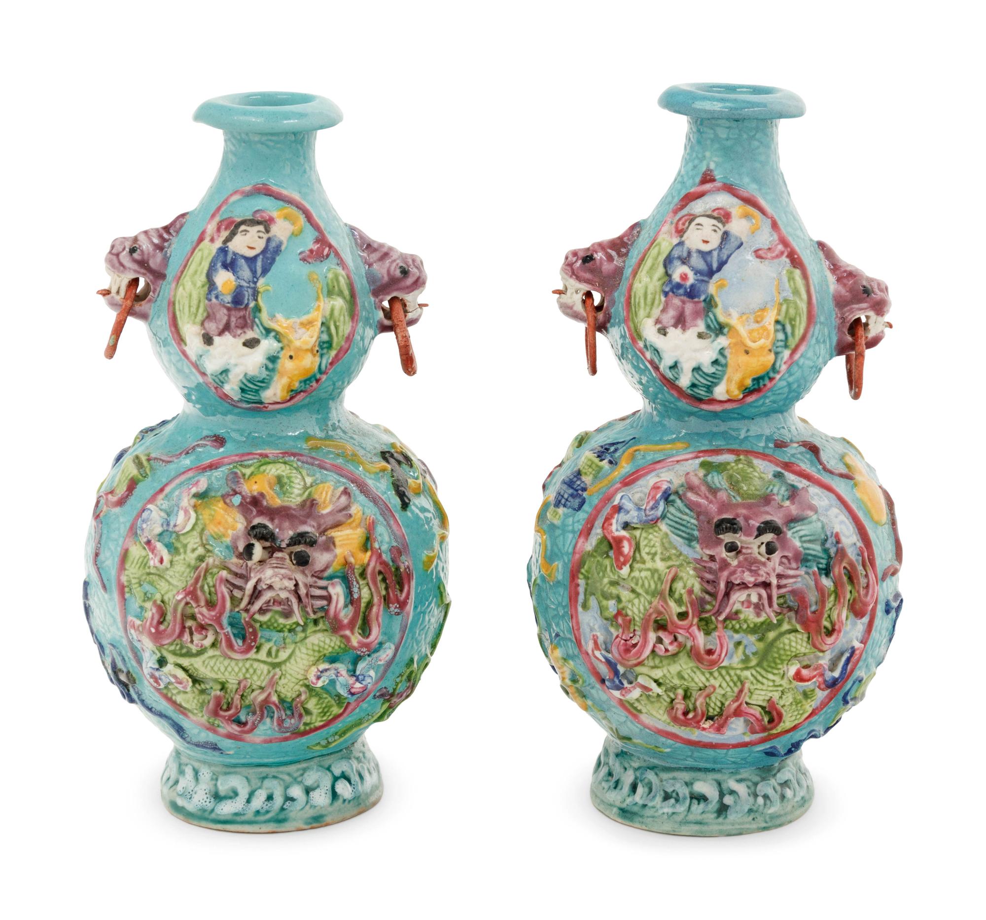 A Pair of Chinese Famille Rose Porcelain Vases