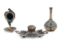 Four Continental Champlevé Enamel Articles