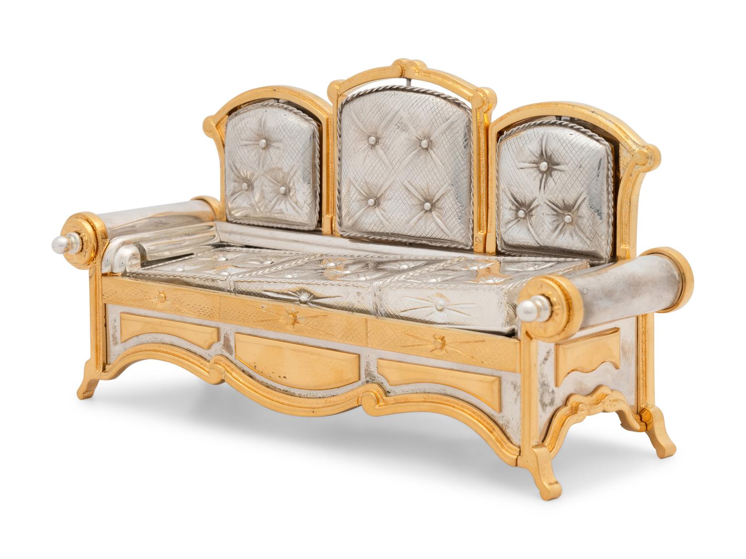 A Yossi Swed Partial Gilt Silver Couch Hannukah Menorah