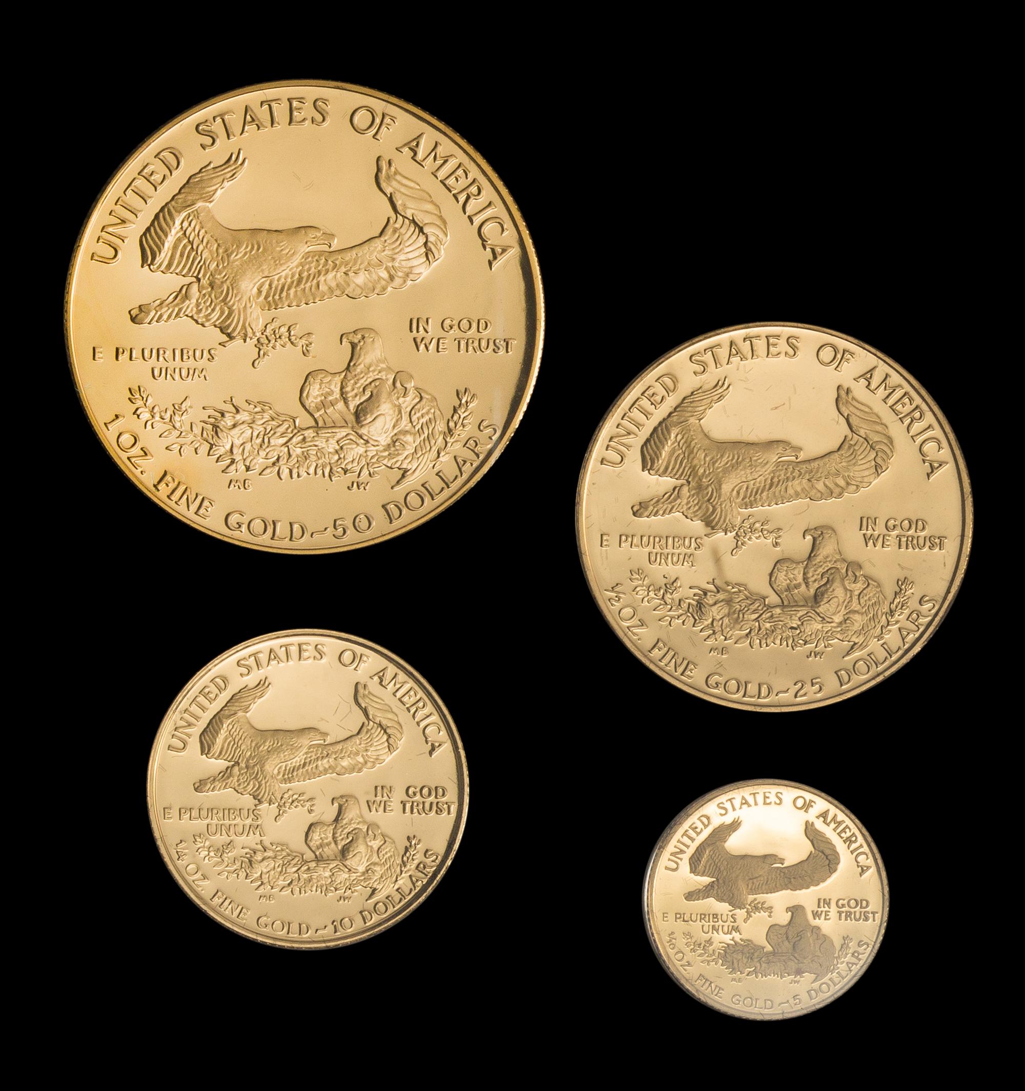 A United States 1989 Gold Eagle 4 Gold Coin Proof Set