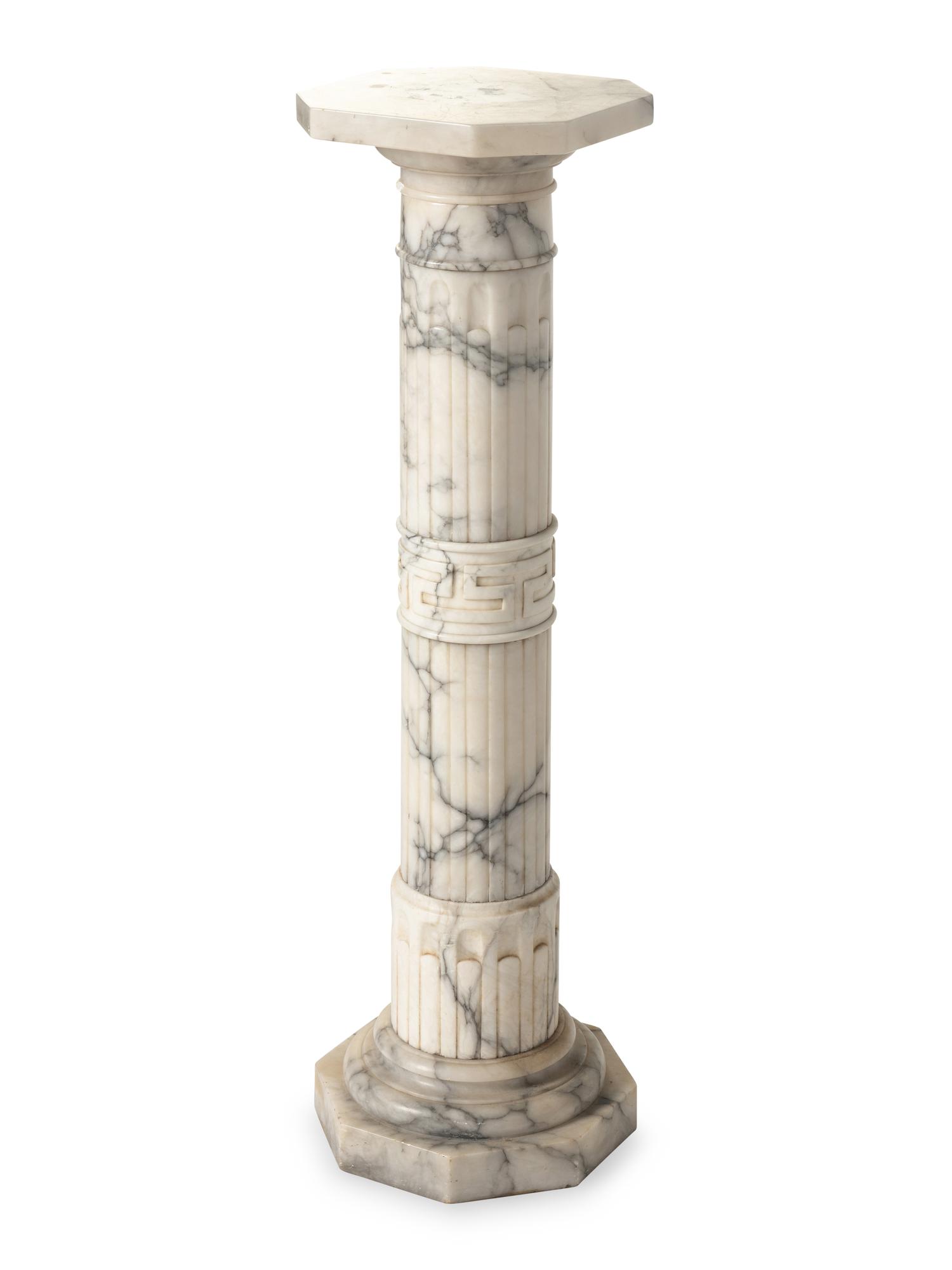 A Continental Carved Marble Pedestal