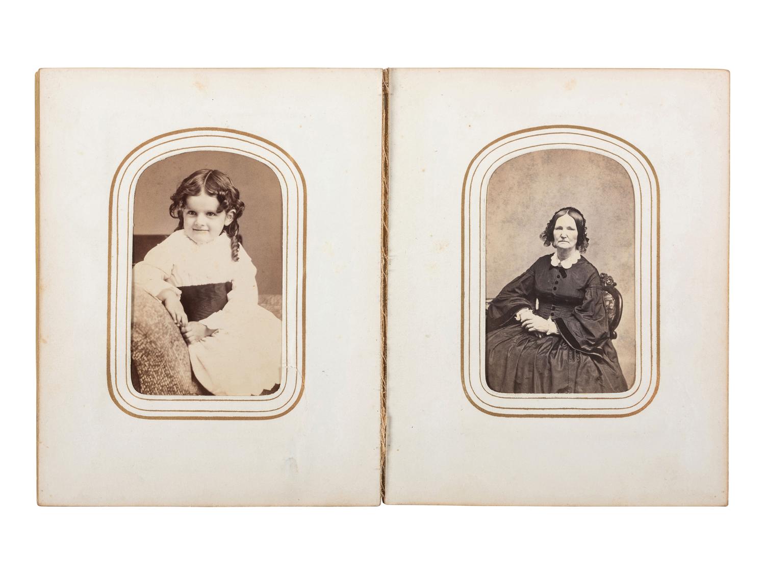 [CIVIL WAR]. CDV album containing 3 portraits of soldiers, highlighted by studio portrait of Brevet Brigadier General and Congressman Aaron Fletcher Stevens, including: