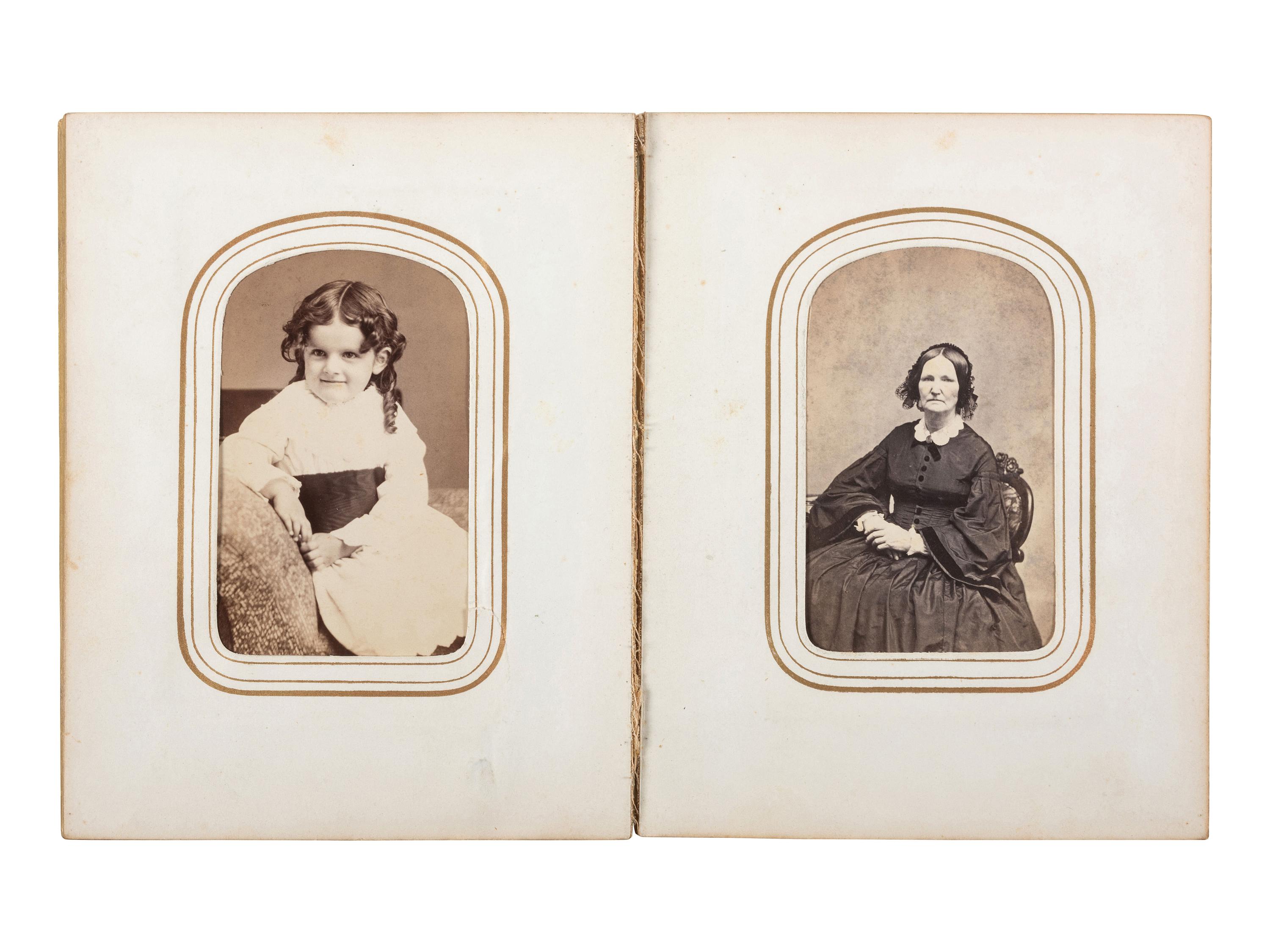 [CIVIL WAR]. CDV album containing 3 portraits of soldiers, highlighted by studio portrait of Brevet Brigadier General and Congressman Aaron Fletcher Stevens, including: