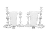Two Pairs of Silver-Plate Candlesticks