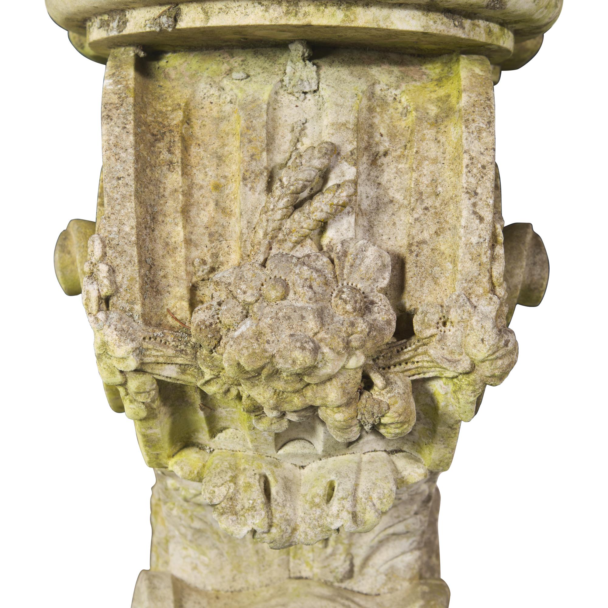 A Carved Marble Garden Pedestal