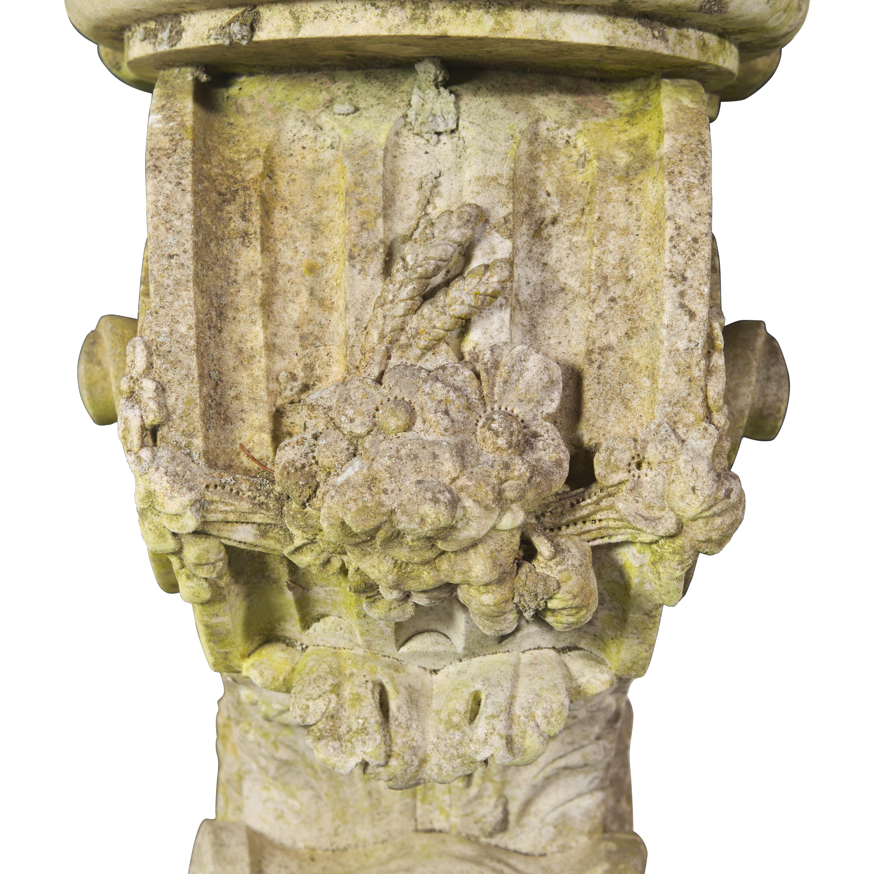 A Carved Marble Garden Pedestal