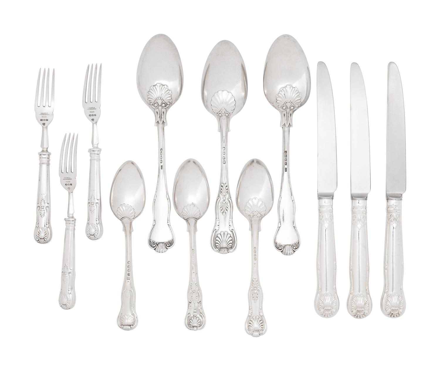 A Group of English Silver Flatware Articles