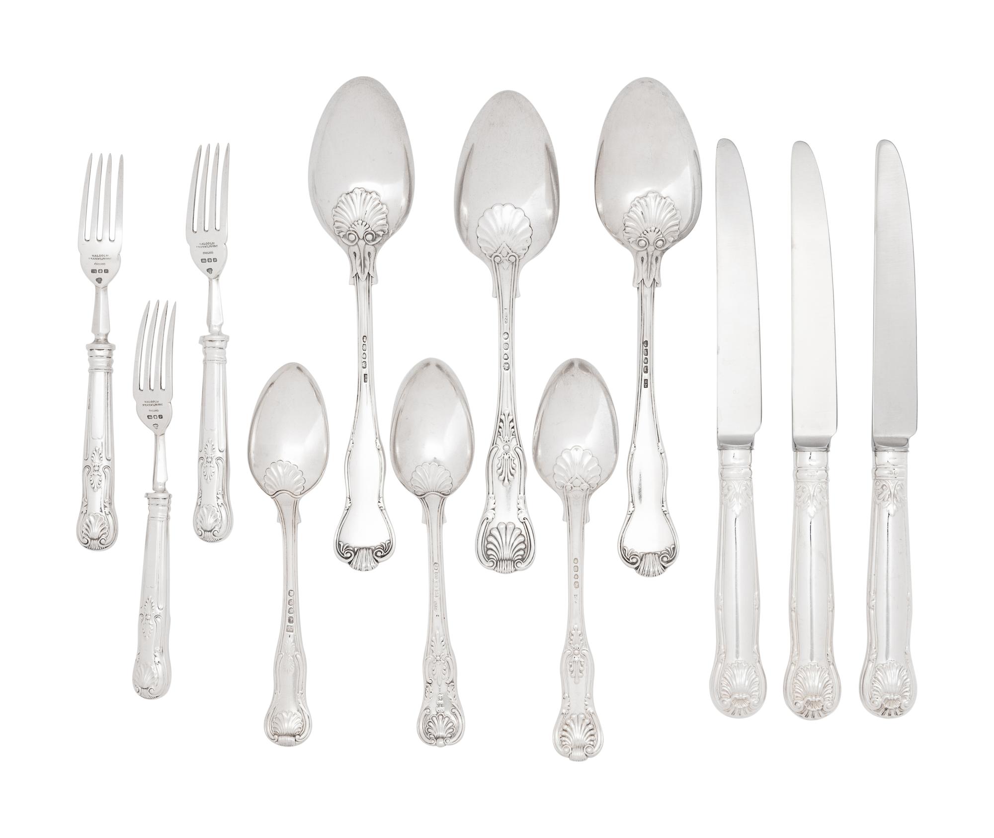 A Group of English Silver Flatware Articles