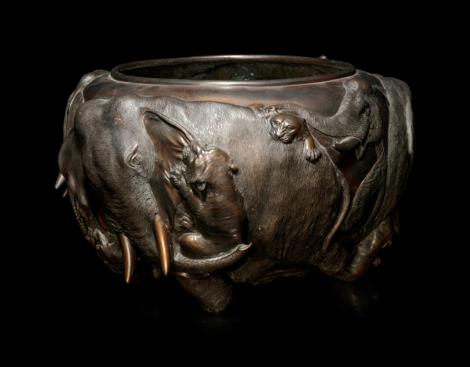 A Large Bronze 'Elephant' Jardinière